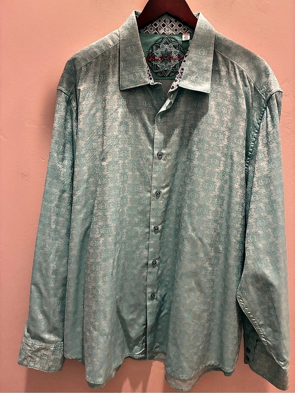 Robert Graham Floral Button Down Shirt Green 4XL Like New